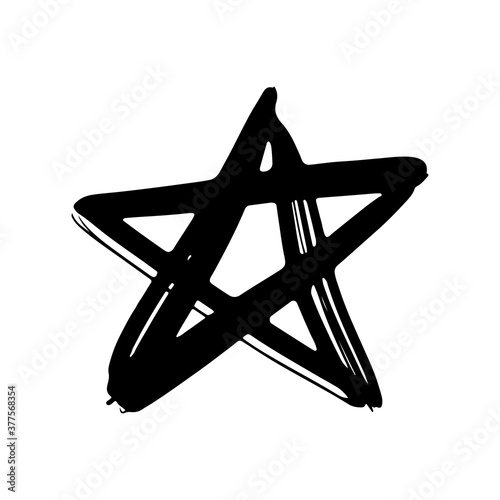 Star icon. Ink sketch drawing. Vector flat graphic hand drawn illustration. The isolated object on a white background. Isolate.