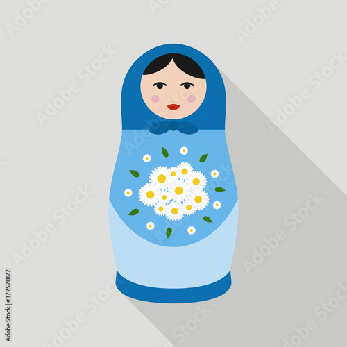 Russian wooden nesting doll Matreshka. Isolated on grey background. Vector illustration.