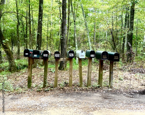 Rural mailboxes on a country road