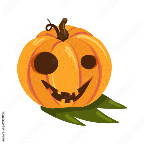 Halloween pumpkin with happy face on white