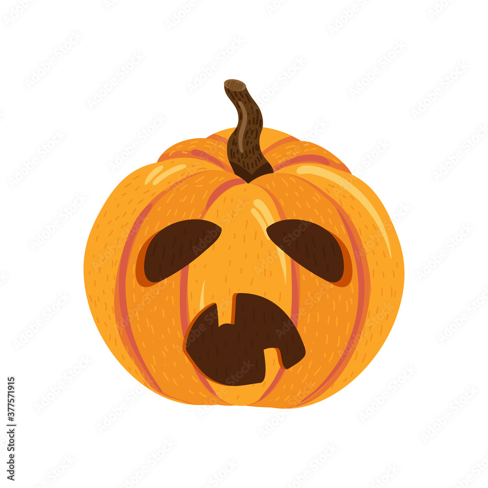 Fototapeta premium Spooky pumpkin with scary face for halloween