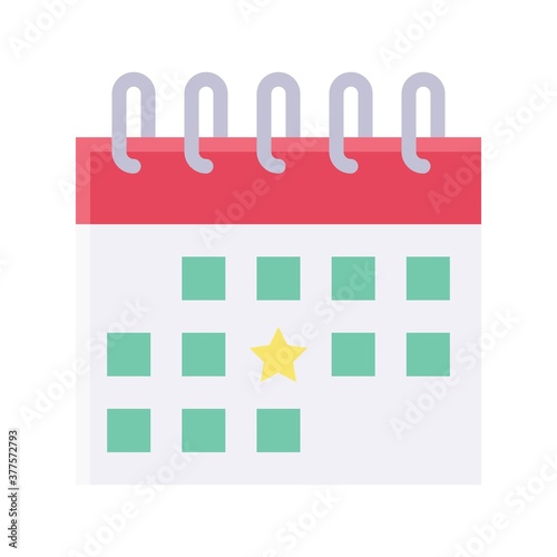 parade related calendar with date boxes and star vector in flat style,