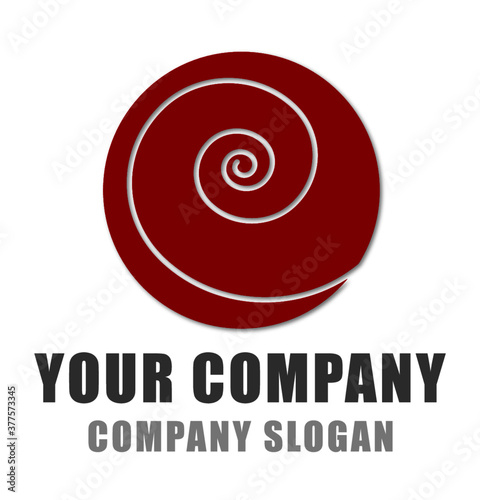 Logo mit Spirale in rot