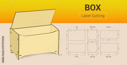 Cnc. laser cutting box. No glue. Vector illustration.