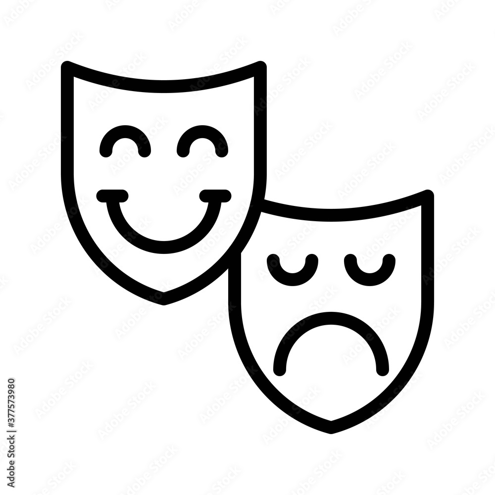parade related face mask with smile and sad style vector in lineal style, parade related face mask with smile and sad style vector in lineal style,