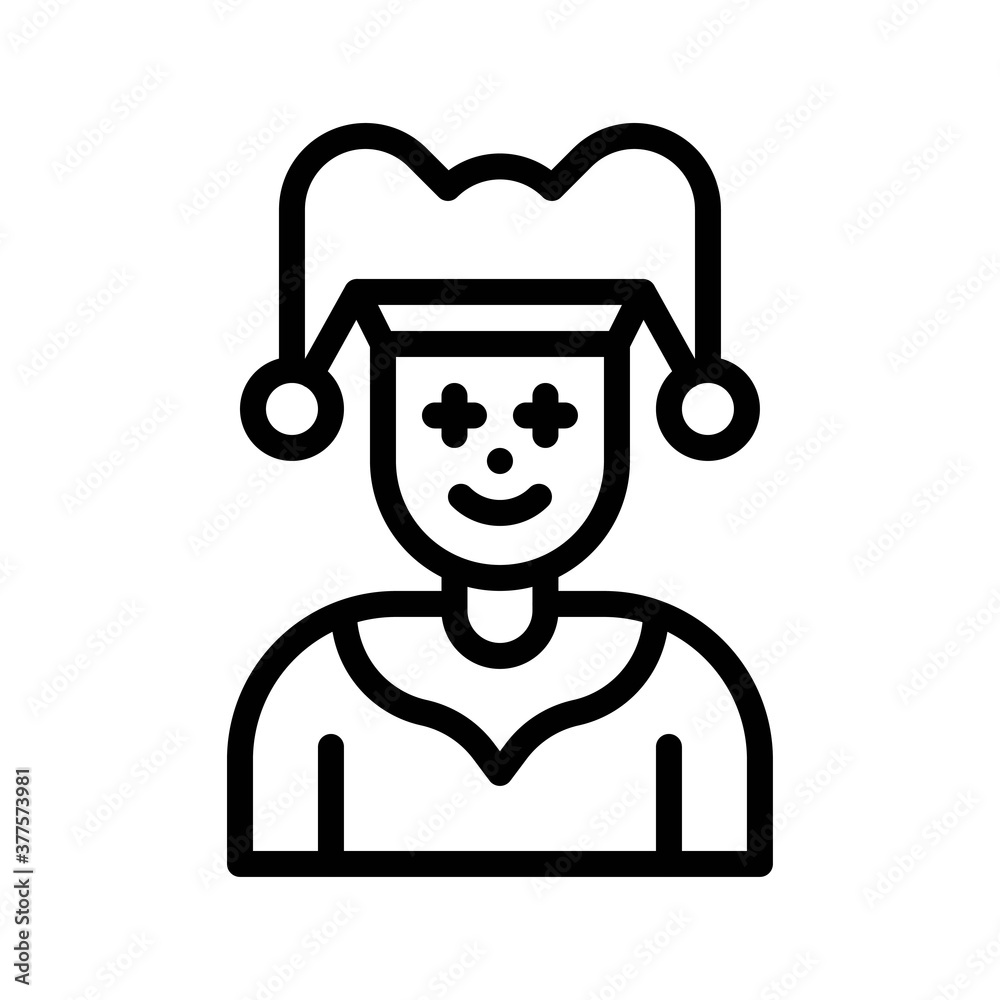 parade related joker with hat and dress vector in lineal style, parade related joker with hat and dress vector in lineal style,