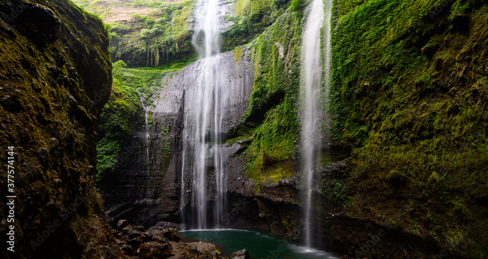 Beautiful view of Madakaripura waterfalls in East Java of Indonesia.