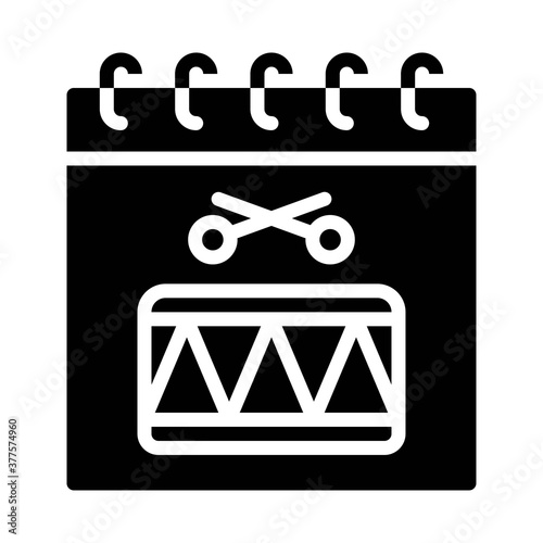 parade related calendar with drumsticks with drummer vector in solid design,