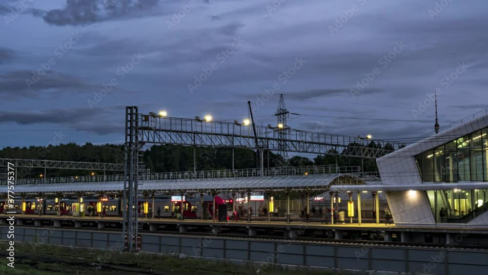 The movement of people on the subway platform when the train arrives, time lapse The movement of people on the subway platform when the train arrives, time lapse