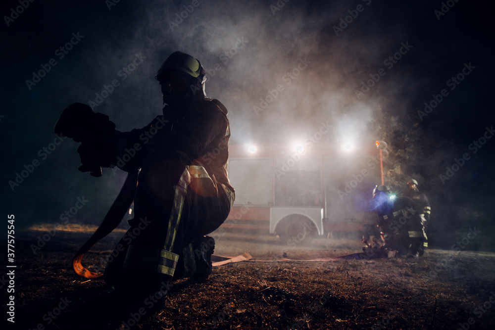 Obraz premium Fire department at an emergency scene