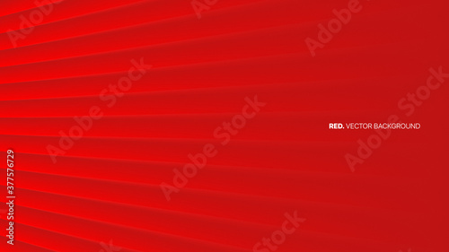 Vector 3D Perspective Smooth Lines Deep Red Minimal Abstract Background. Luxury Gala Ceremonial Elegant Decoration. Minimalist Style Bright Red Wallpaper. Depth Of Field Effect. Optical Illusion Image