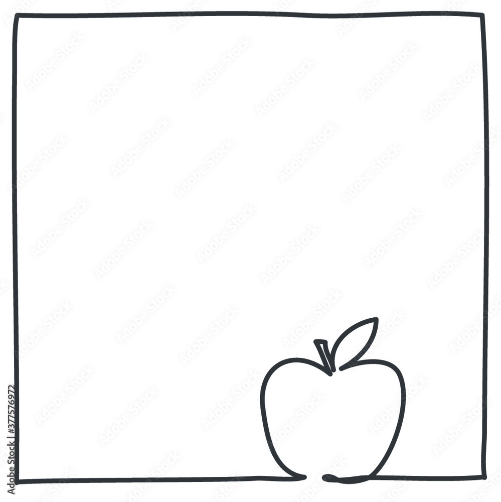 Fototapeta premium apple lineart frame - continuous line drawing