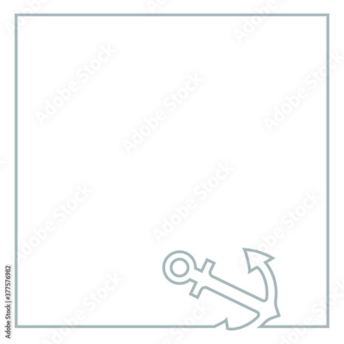 square anchor frame continuous line drawing