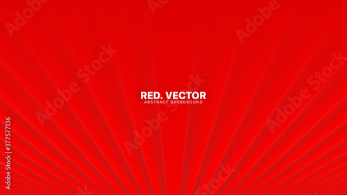 3D Vector Perspective Smooth Lines Deep Red Blurred Abstract Background. Luxury Gala Ceremonial Elegant Decoration. Minimalist Style Bright Red Wallpaper. Depth Of Field Effect. Optical Illusion Image