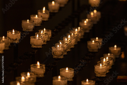 sacrificial candles in a church