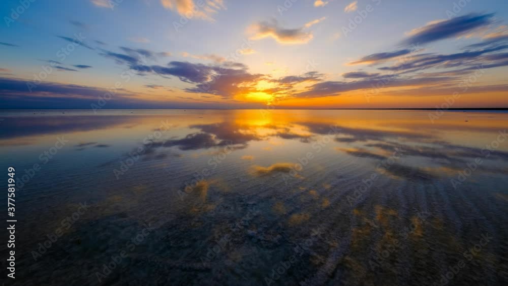 amazing sunset over the salt lake timelapse