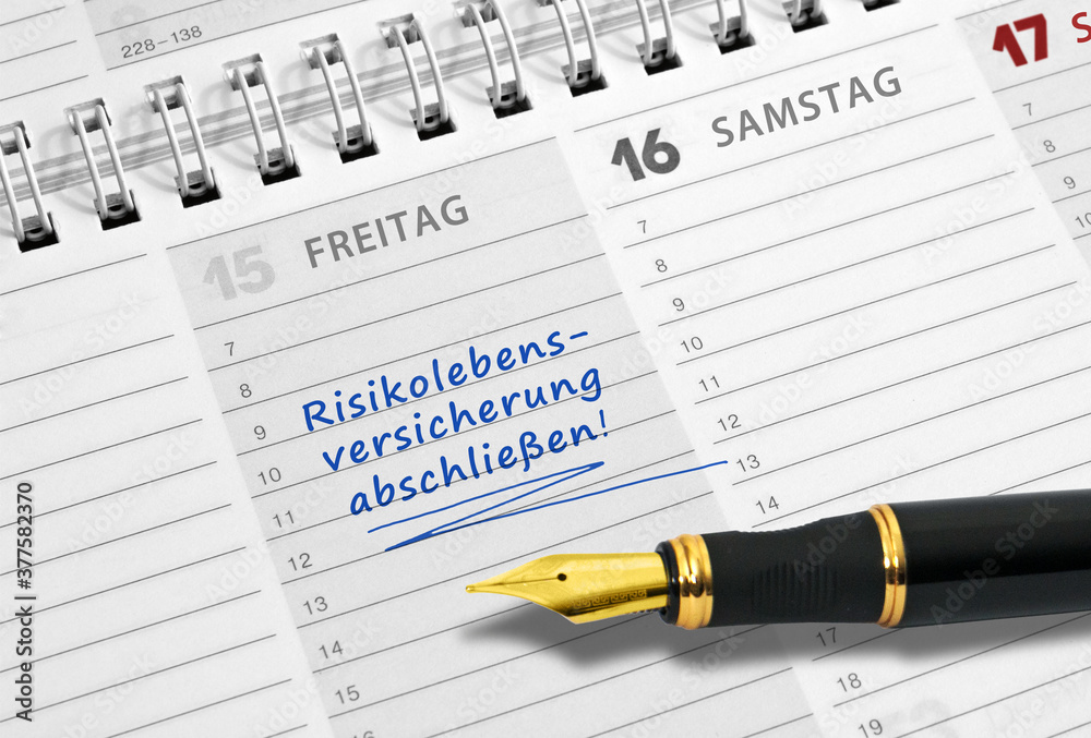 Terminnotiz, ”Risikolebensversicherung abschließen!„ Terminnotiz, ”Risikolebensversicherung abschließen!„