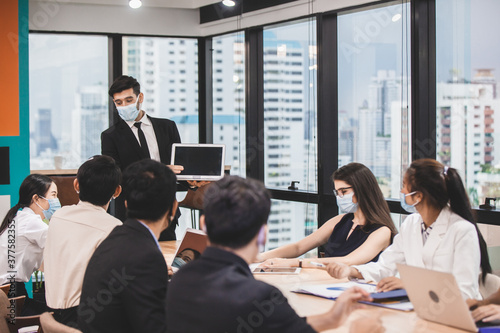 business people conference meeting room. Business People Meeting Conference Discussion Corporate Concept in office. Team of newage Multiethnic Diverse Busy Business People in seminar Concept.