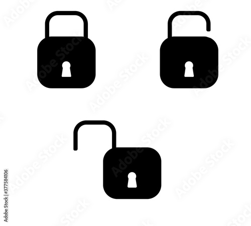 set of lock icons, in open and closed position