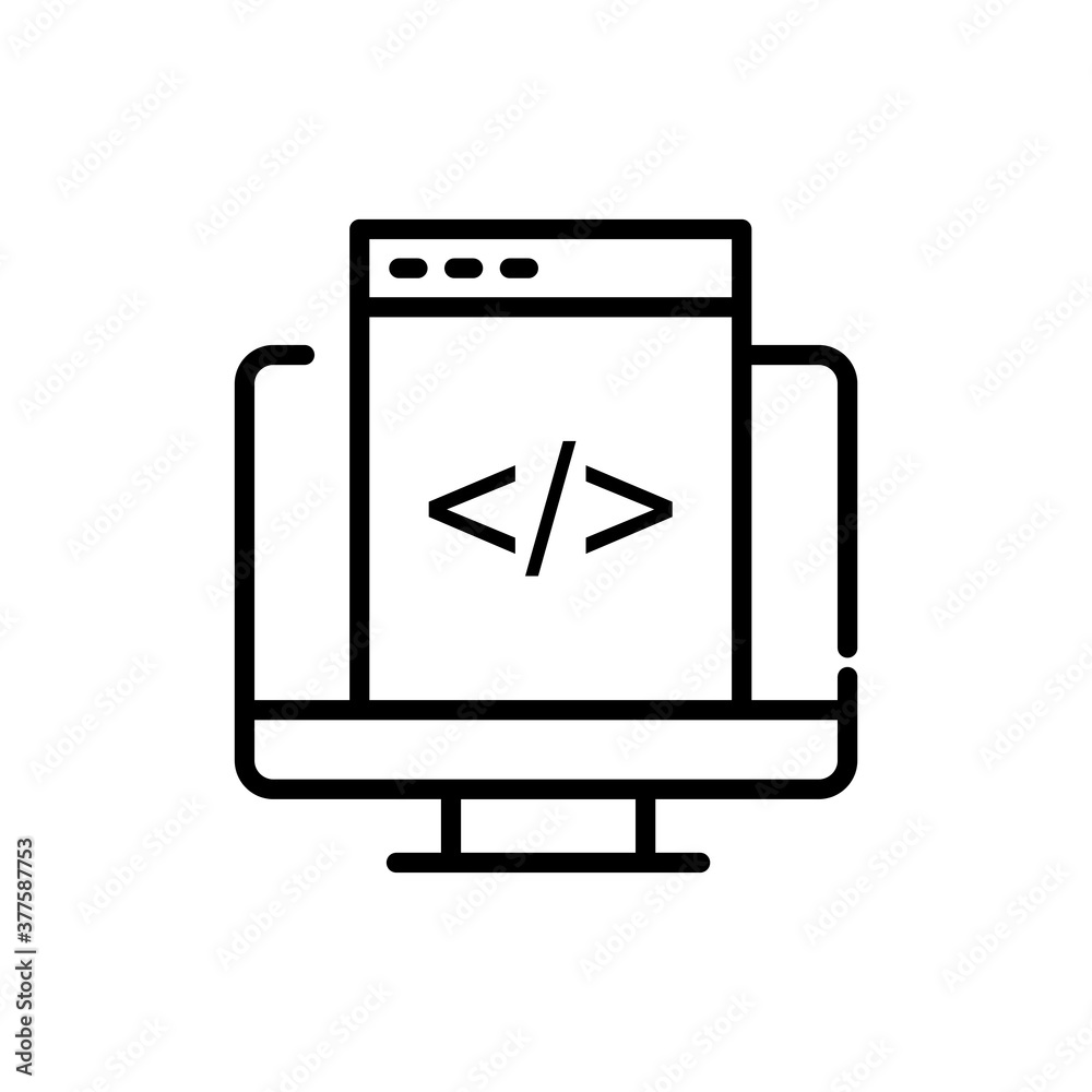 Custom Coding Vector outline Icon. Eps 10 Custom Coding Vector outline Icon. Eps 10