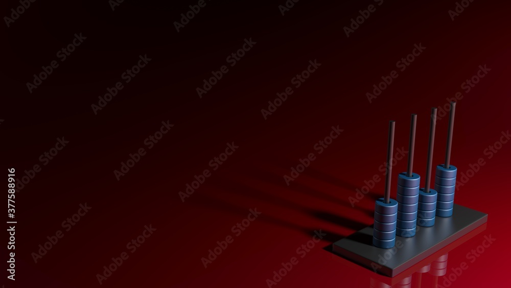 Red background with abacus on right bottom corner - 3D rendering illustration Red background with abacus on right bottom corner - 3D rendering illustration
