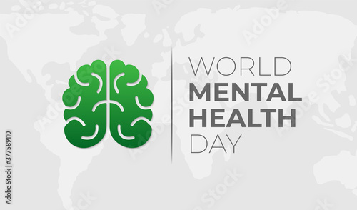 World Mental Health Day Green Background Illustration