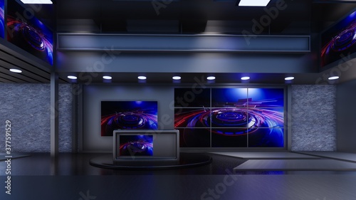 Fototapeta Naklejka Na Ścianę i Meble -  3D Virtual TV Studio News