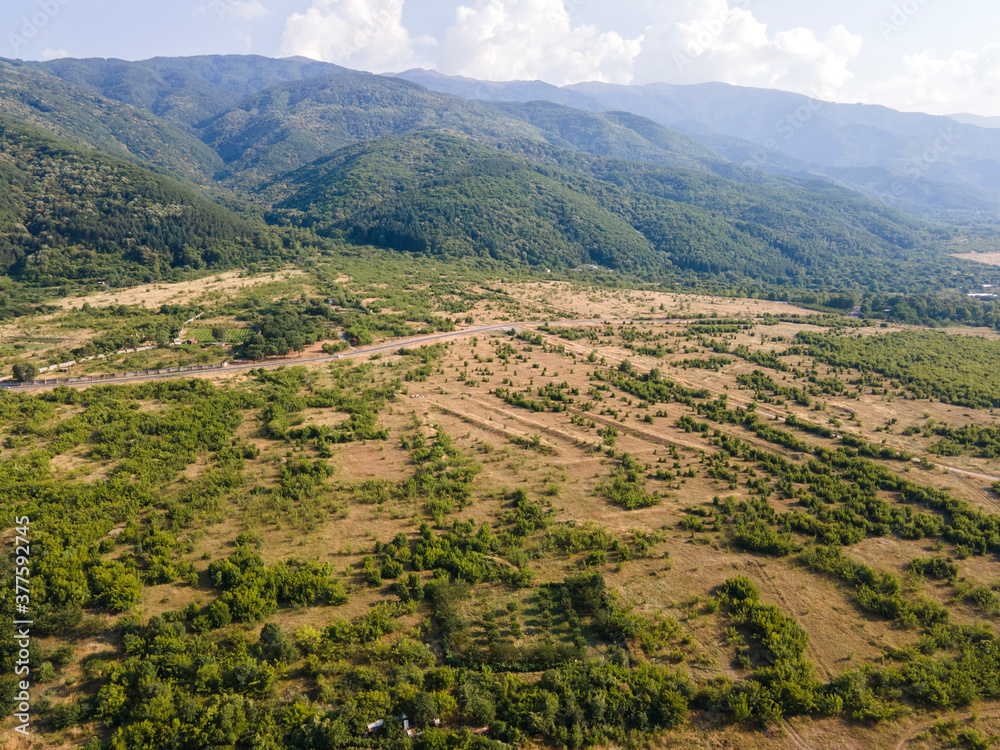 Aerial view of Petrich valley,  Bulgaria