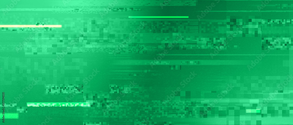 Obraz premium Green glitch pixelated background