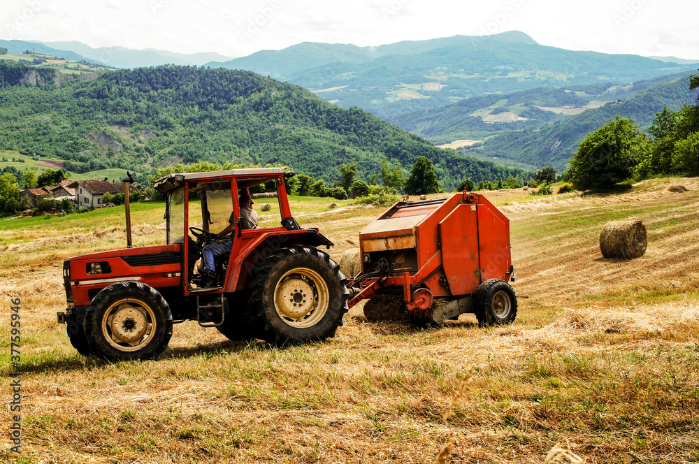 red tractor in field