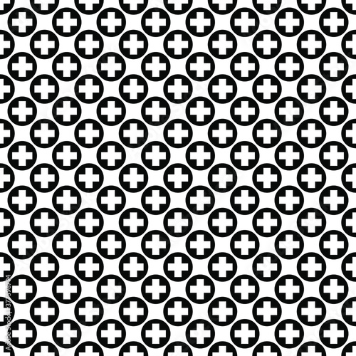 Seamless polka dot texture with medical cross, first aid or plus sign pattern, isolated on transparent background. EPS8, dark 2 version.