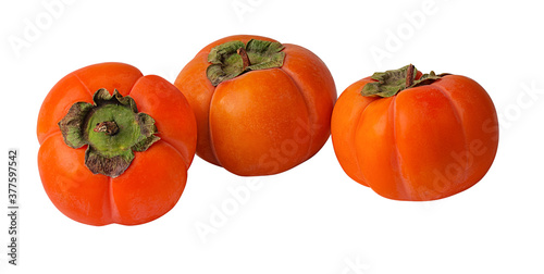 Fresh persimmon isolated on white background with clipping path