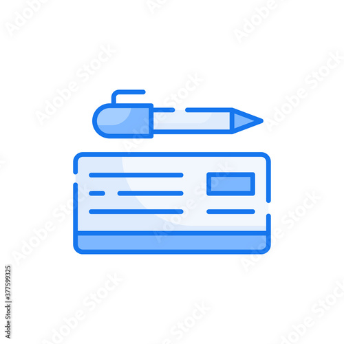 Bank Check blue color style icon. Banking and Finance symbol EPS 10 file.