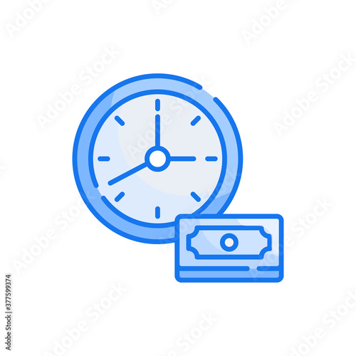 Time is money blue color style icon. Banking and Finance symbol EPS 10 file.