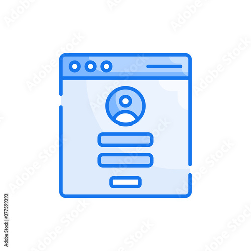 Login Account blue color style icon. Banking and Finance symbol EPS 10 file.