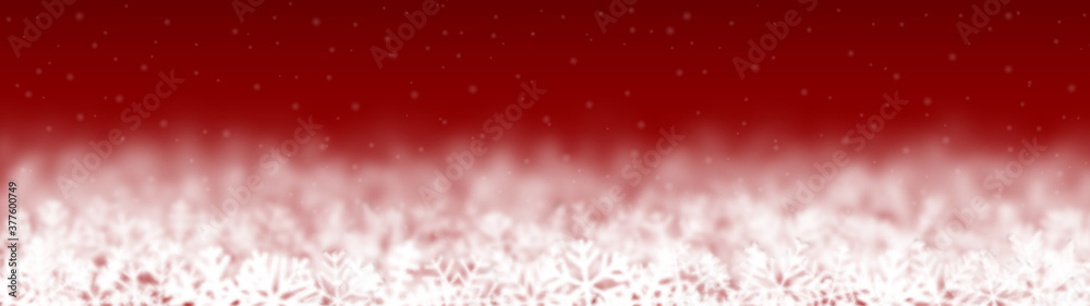 Christmas background of snowflakes of different shape, blur and transparency, located bottom, on red background Christmas background of snowflakes of different shape, blur and transparency, located bottom, on red background