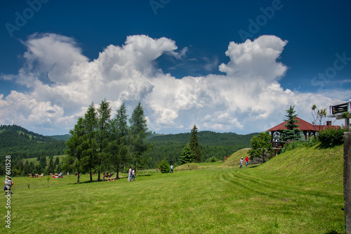 Relaxation area Tihuța Retreat from Piatra Fântânele  near Dracula's castle,Bistrita, Romania, 2020 photo