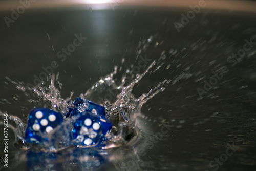 dice in water splash