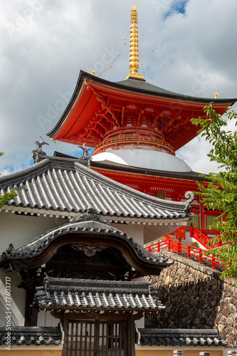 Buddha's great vow tower of Nakayamadera temple in Takarazuka city, Hyogo, Japan photo