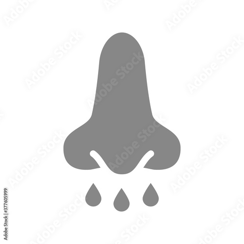 Sinusitis grey icon. Diseased of nose and paranasal sinuse symbol