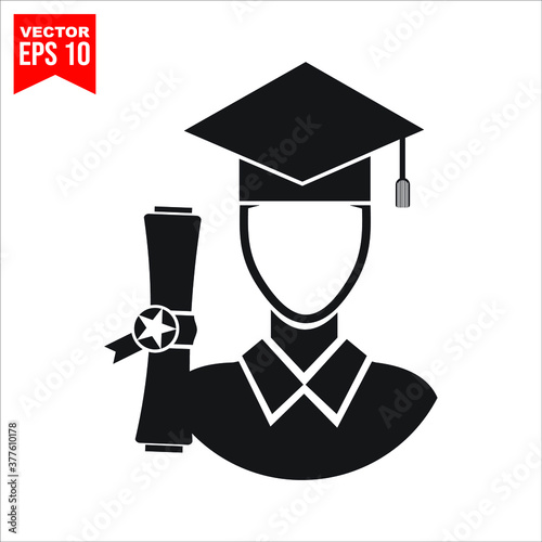 graduation cap and diploma icon symbol Flat vector illustration for graphic and web design.