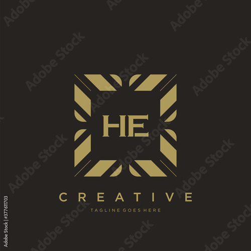 HE initial letter luxury ornament monogram logo template vector