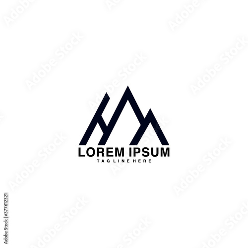 Initial letter MH HM minimalist art logo