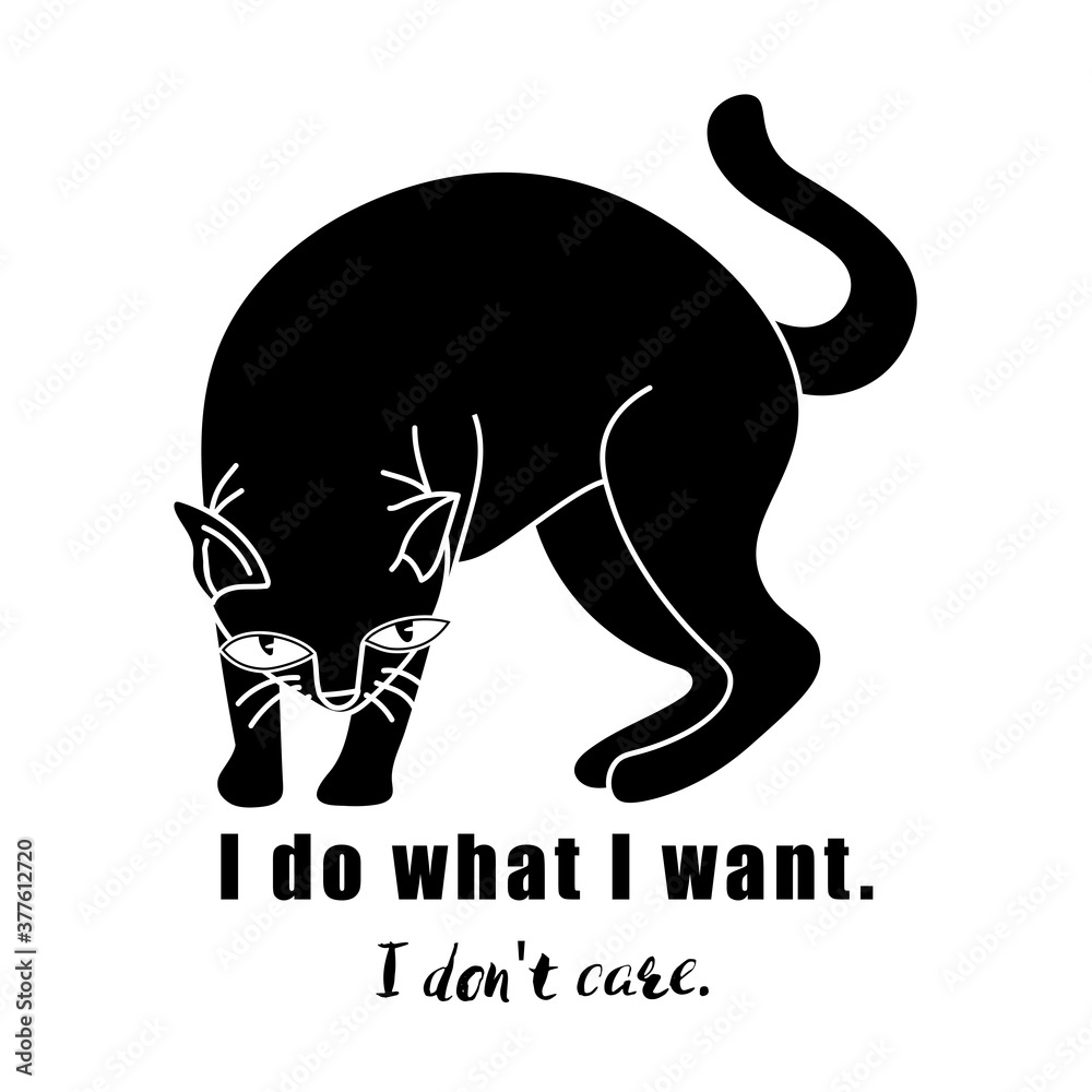 Black cat silhouette with phrase 