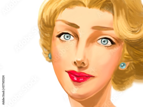 portrait of a beautiful blonde hair old fashion woman