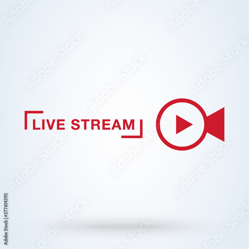 Live streaming sign icon or logo. play button for news concept. online broadcasting, vector illustration.