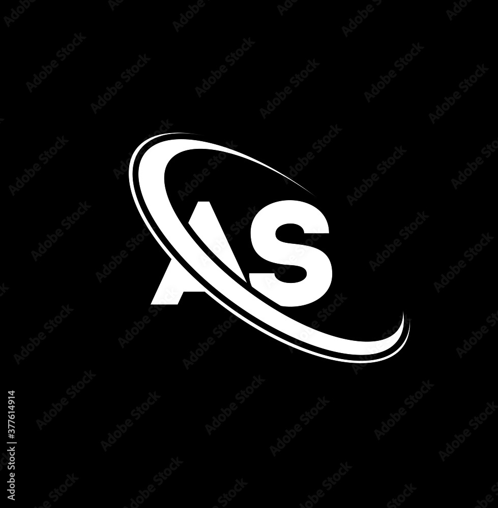 AS logo. A S design. White AS letter. AS/A S letter logo design