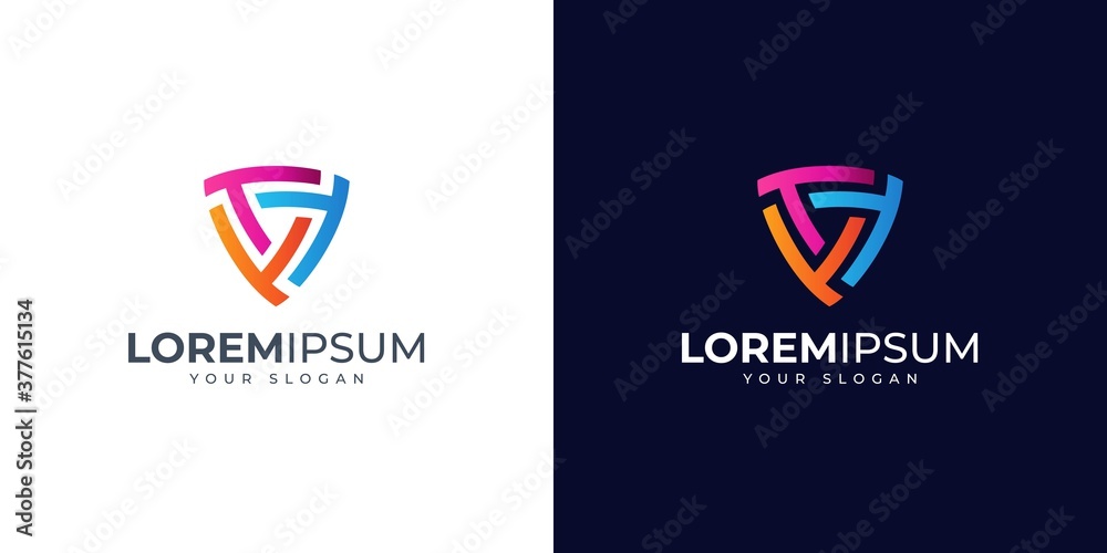 Letter t and shield logo design Letter t and shield logo design