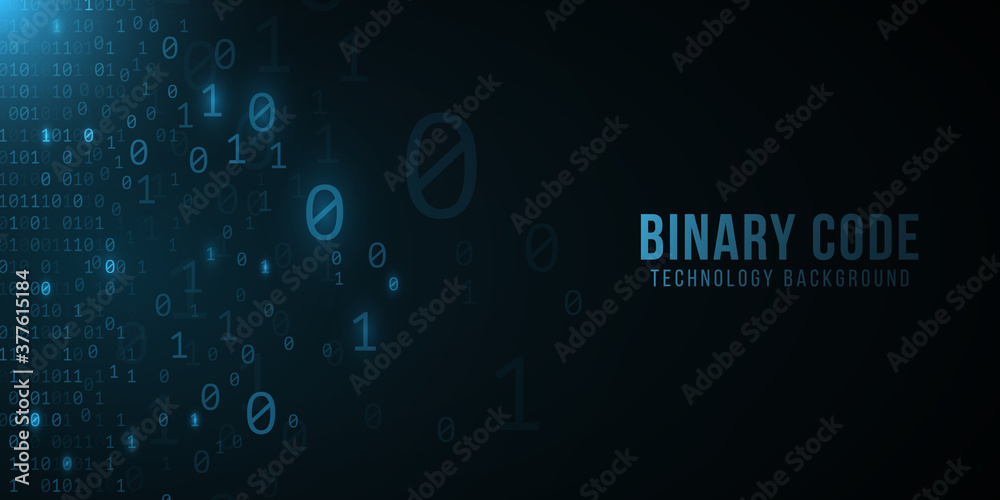 Binary code background. Hi-tech modern design. Programming banner. World network. Technology template. Vector illustration.