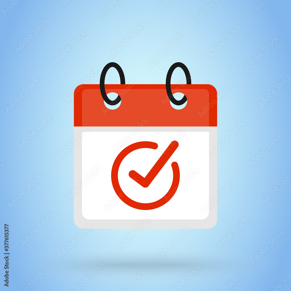 Event or calendar check mark sign icon or logo. calendar date concept. Event reminder, flat design illustration. Event or calendar check mark sign icon or logo. calendar date concept. Event reminder, flat design illustration.